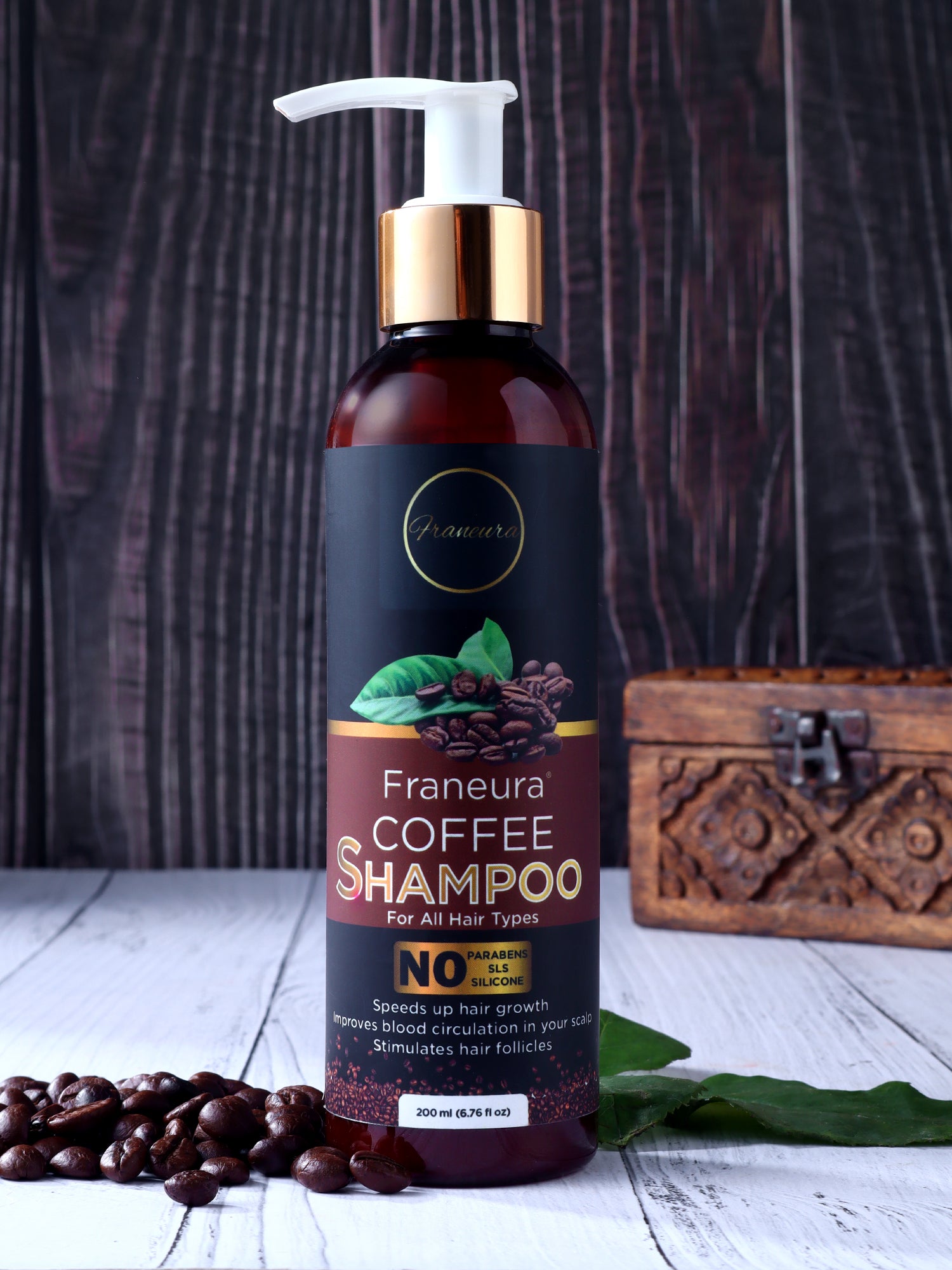 Franeura Daily Use Natural Coffee Shampoo - Revitalize and Strengthen Hair - Promotes Growth and Shine ( 200ml )