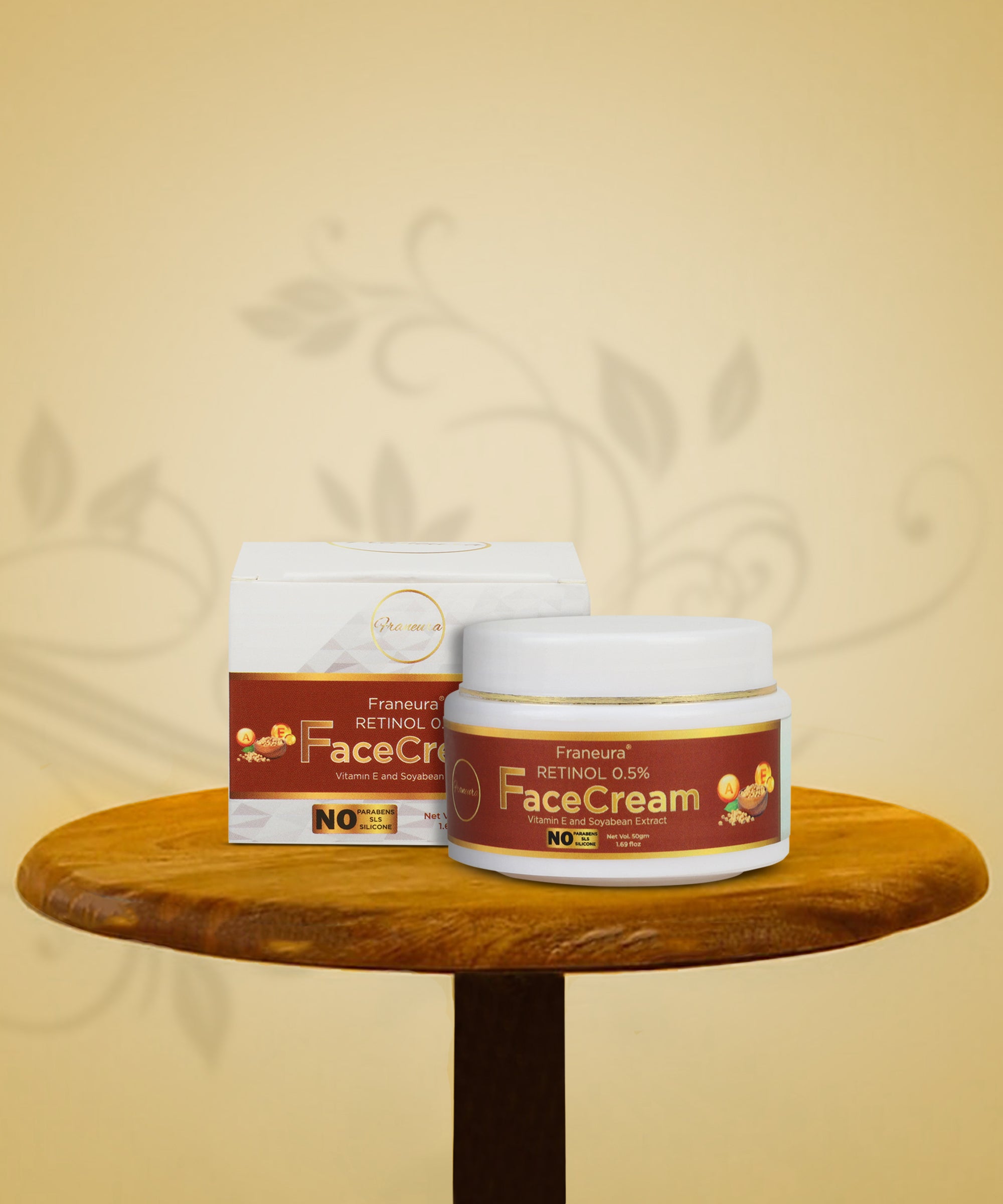 Franeura Natural Retinol Night Cream - Anti-Aging & Brightening - Reduce Fine Lines & Wrinkles , contains Vitamin E and Soyabean extract ( 50 gm )