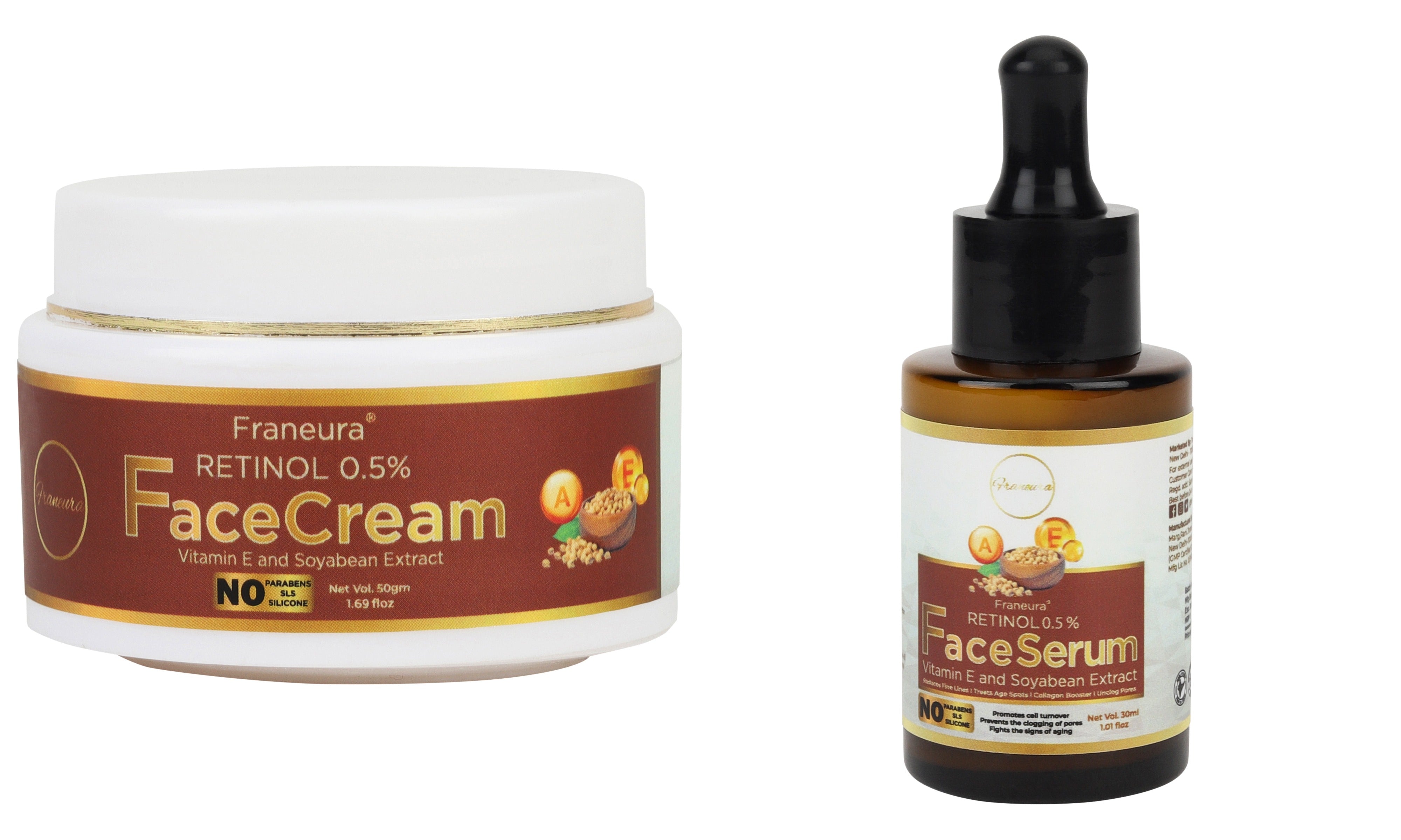 Franeura Skin Care Combo for Youthful Radiance: Unlock Your Skin's Potential with Retinol Night Cream and Retinol Serum Combo