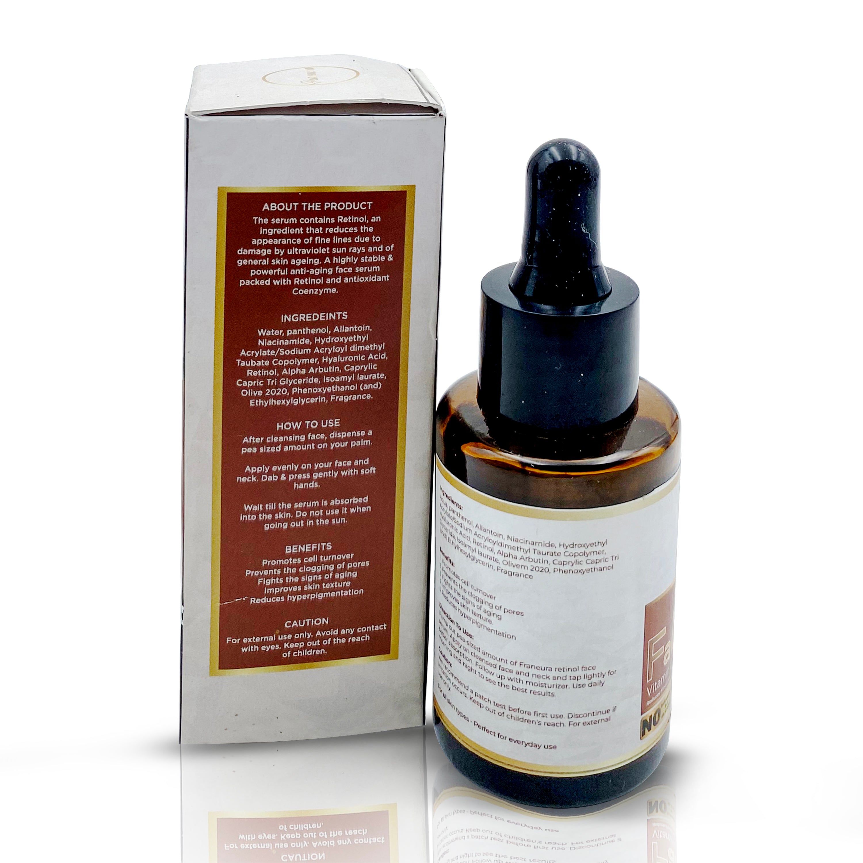 Franeura Retinol Anti-Aging Face Serum to Reduce Fine Lines & Wrinkles , Even Skin Tone & Texture ( 30 ml )