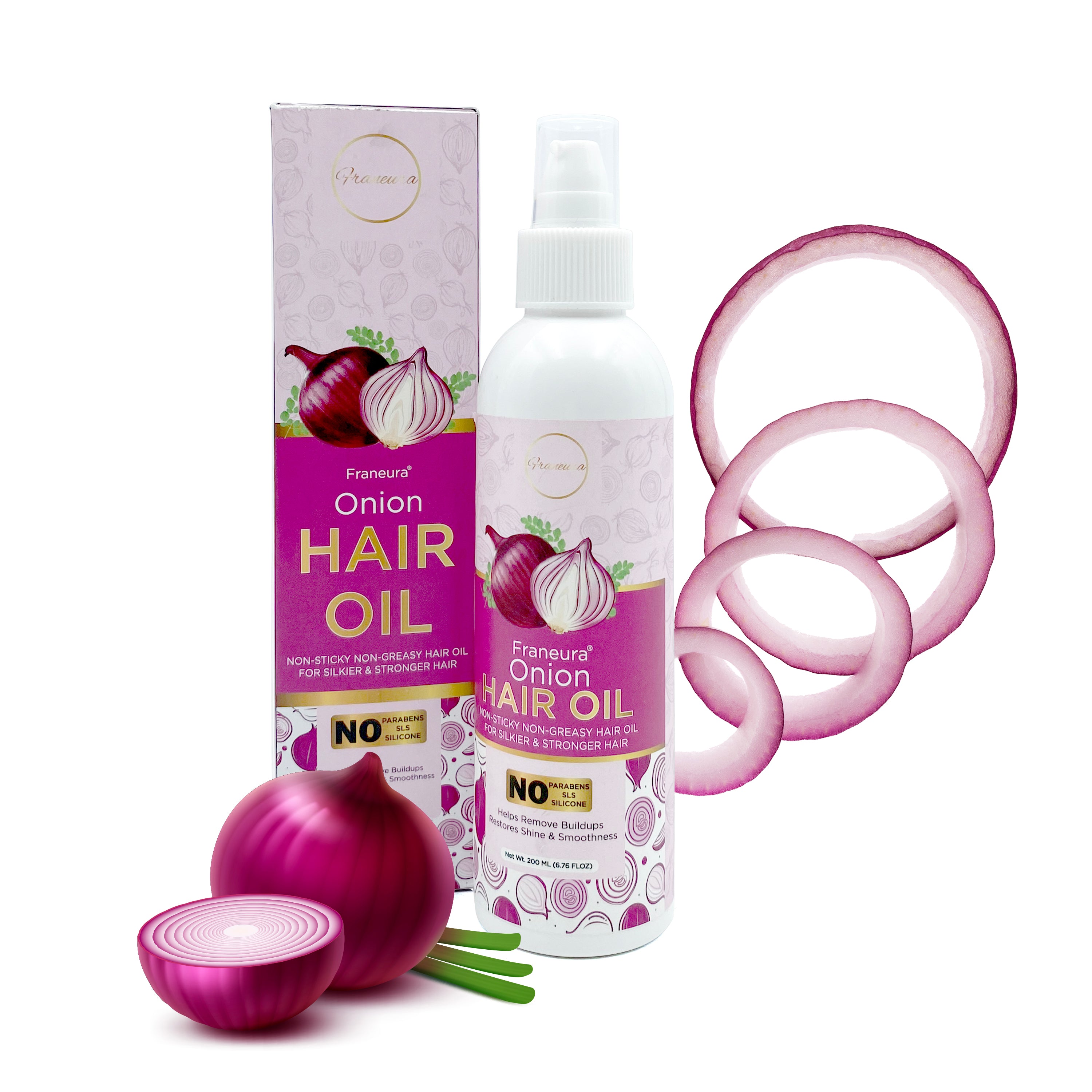 Franeura Natural Onion Oil for Stronger, Healthier Hair - Promotes Hair Growth & Prevents Hair Loss ( 200 ml )